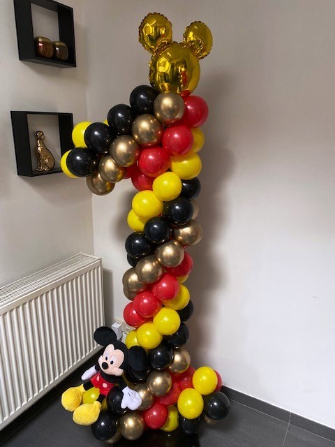 Ballonnenpilaar cijfer 1 Mickey Mouse