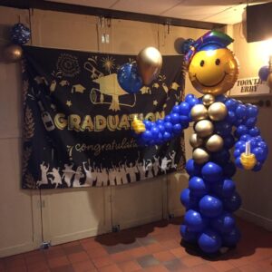 Ballonnenpilaar pop geslaagd blauw met goud