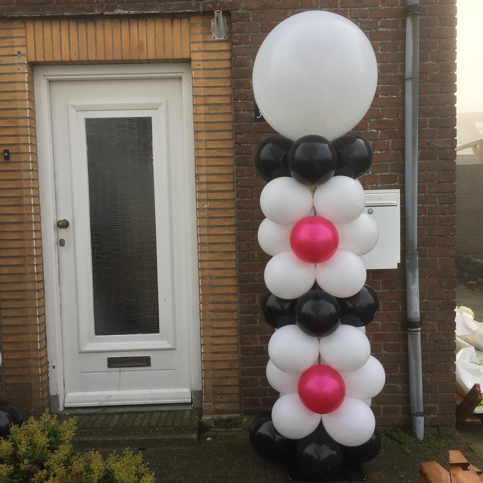 Ballonnen pilaar zwart roze wit