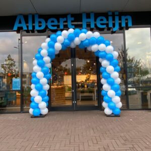 Ballonnenboog dubbele deur blauw wit